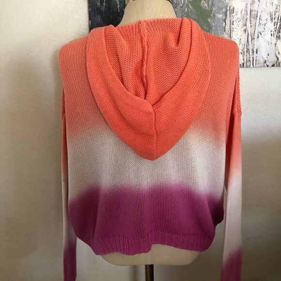 Lou & Grey Ombré Striped Loose Knit Hoodie Sweater Lounge Beach - Picture 2 of 7